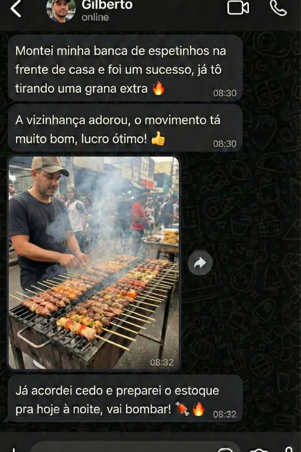 Depoimento de Gilberto - Montei minha banca de espetinhos na frente de casa e foi um sucesso